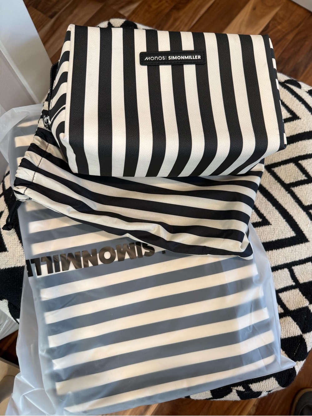 Monos Simon Miller Black & White Striped Packing & Toiletry Cubes